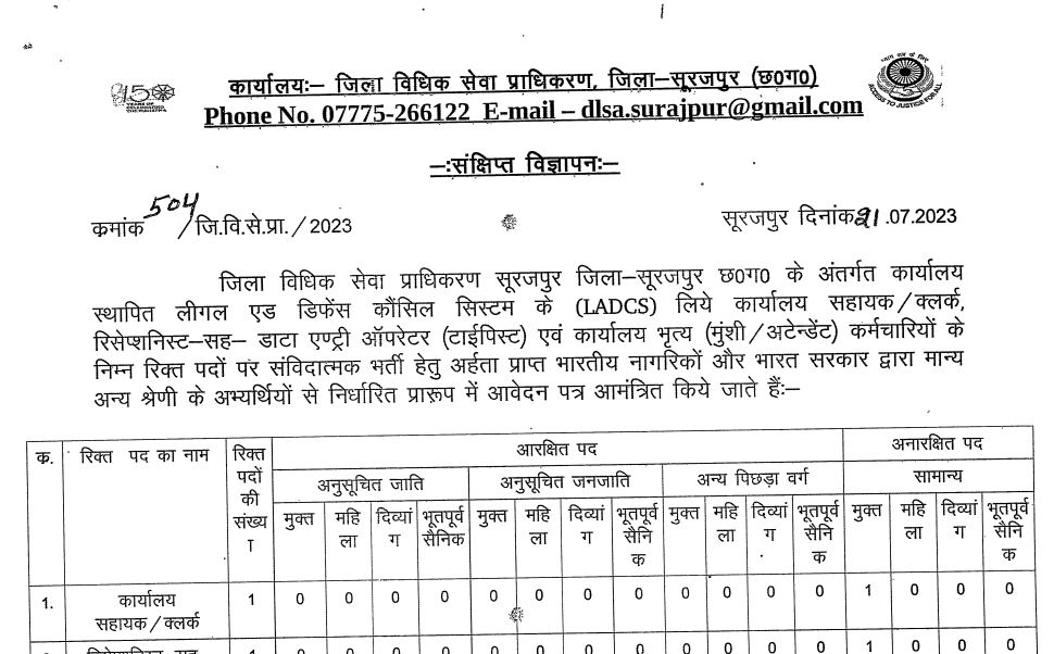 LADCS Surajpur Recruitment